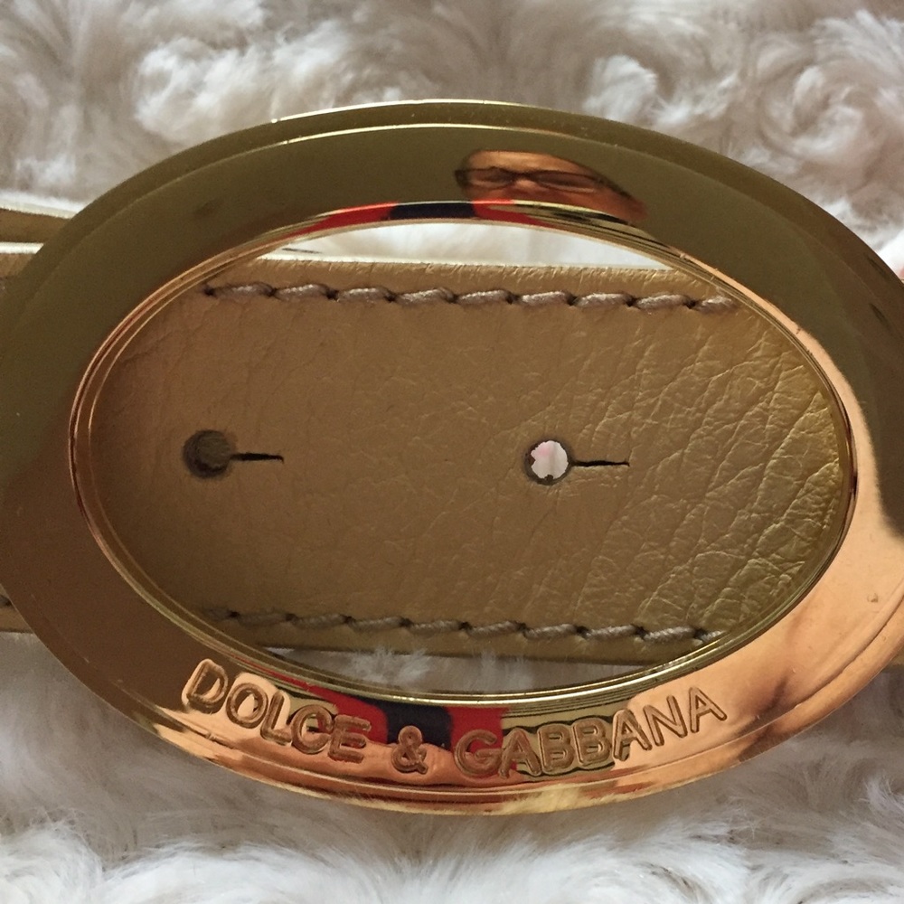 Dolce and Gabbana Cream Leather Belt